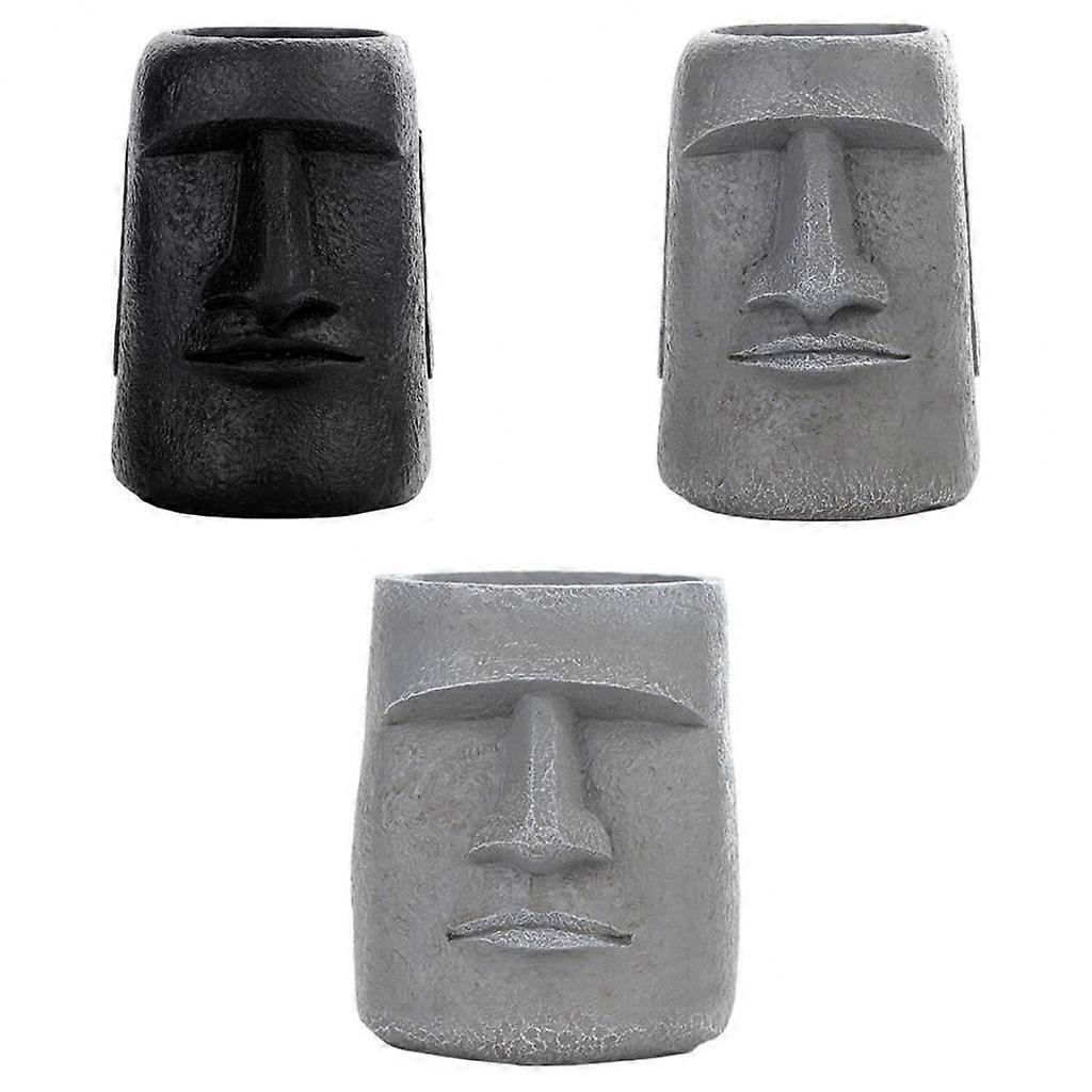 3x Easter Island Statue Flowerpot Succulent Pot for Home
