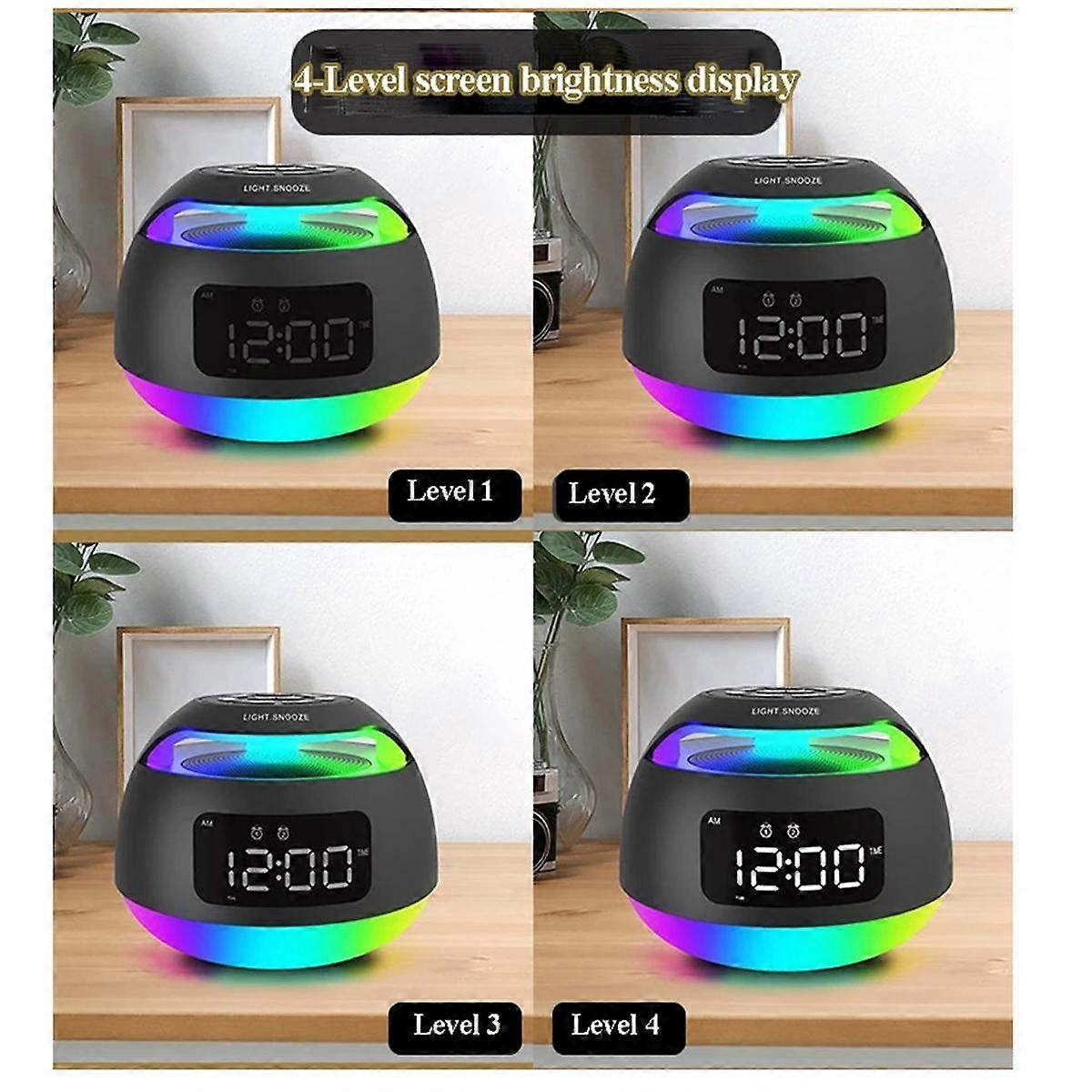 Radiosveglia portatile a LED RGB con luce colorata, ricevitore radio, altoparlante Bluetooth wireless con doppia sveglia e funzione snooze, A