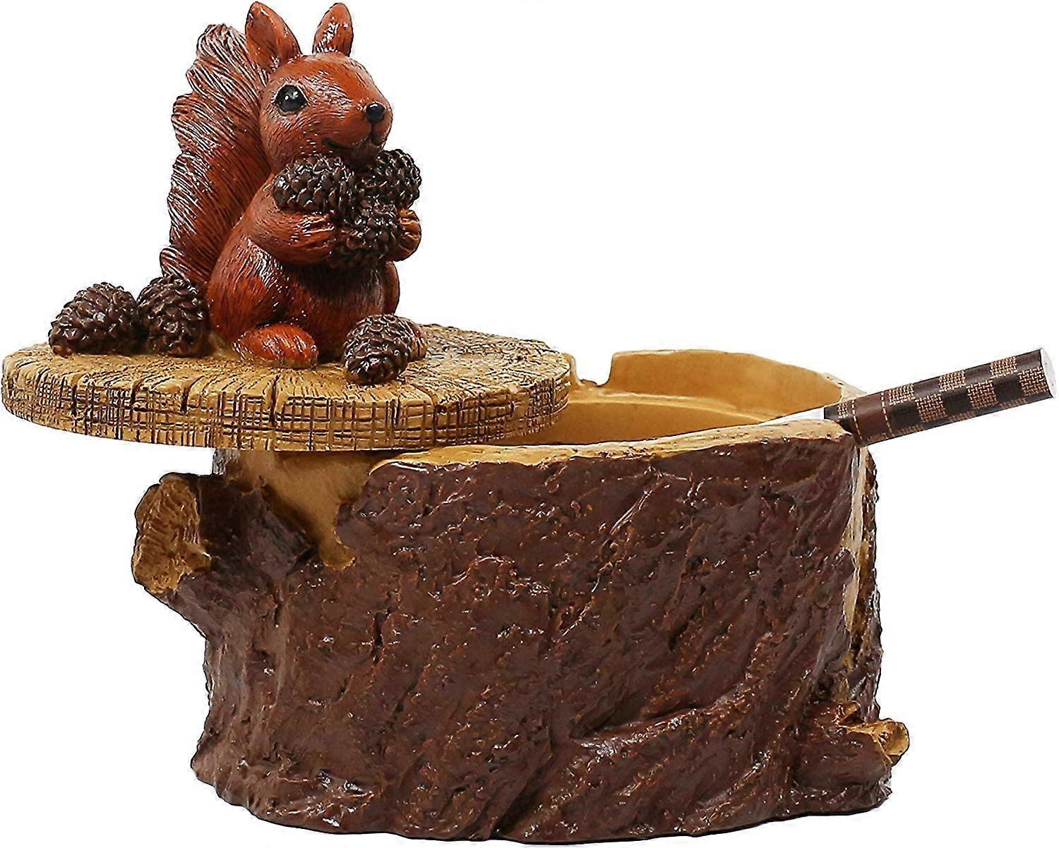 Ashtrays for Cigarettes Cute Resin Squirrel Ashtray with Lid for Home