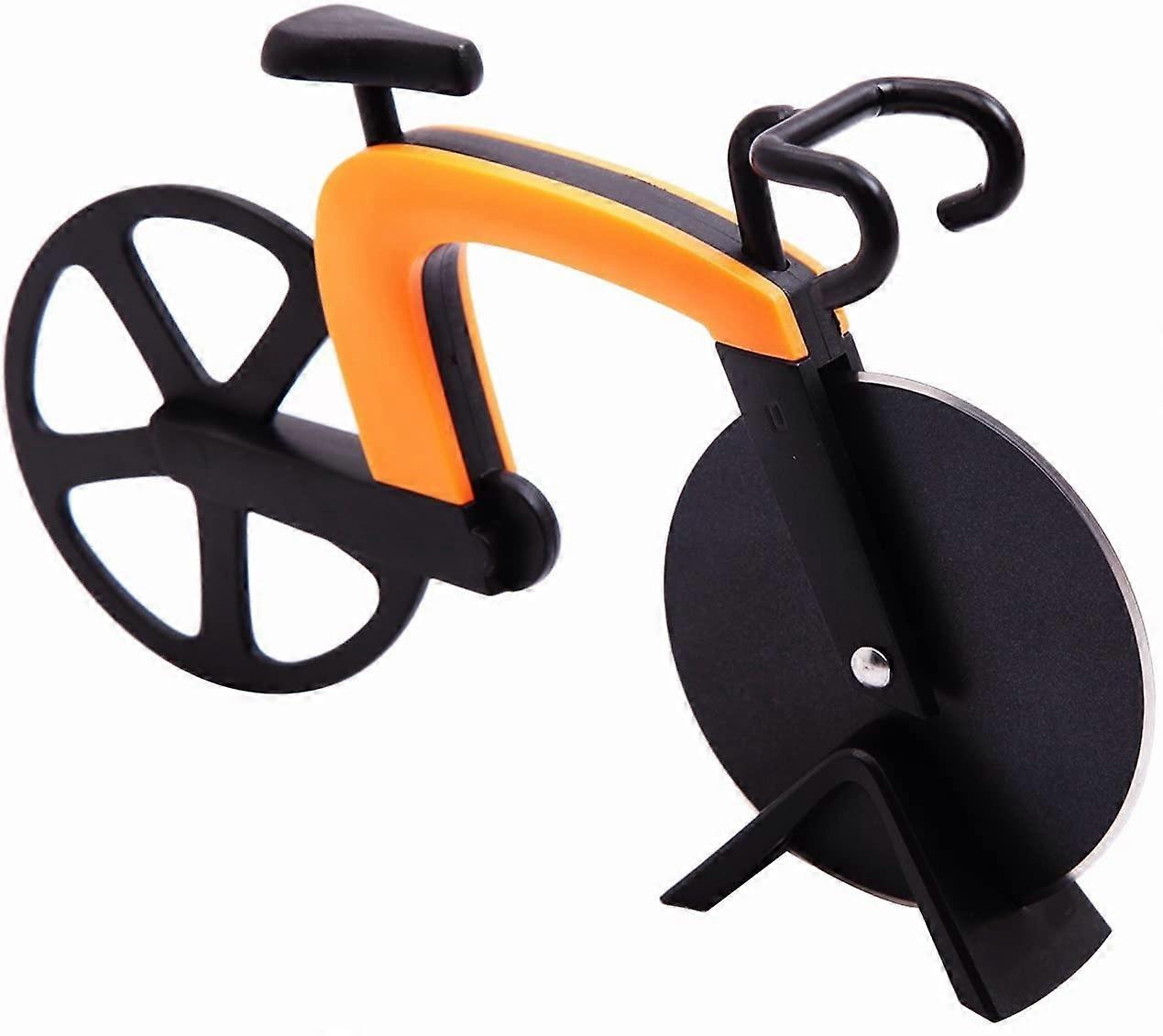 Stainless Steel Non-Stick Pizza Cutter Bicycle Pizza Cutter Great for Decorating and Gifting Orange
