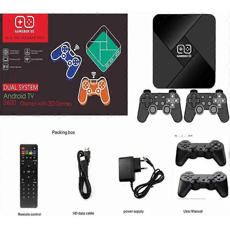 G5 Game Console TV BOX 4K Retro Video Games Console met draadloze controller, opslag ingebouwd 40000 games voor PS1