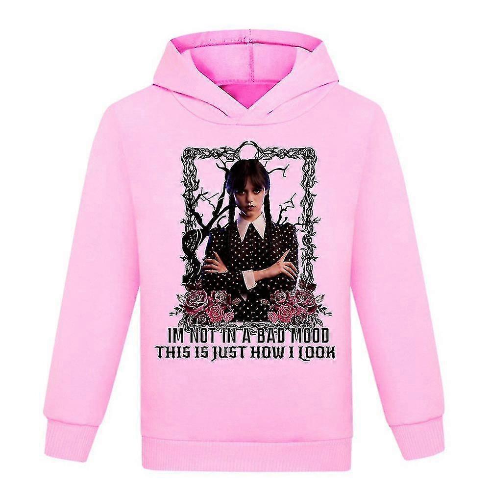 Addams Family Theme Mikiny s kapucí Dívky Středa Tištěné Dlouhý rukáv Kapuce Mikina Ležérní Pullover Tops R