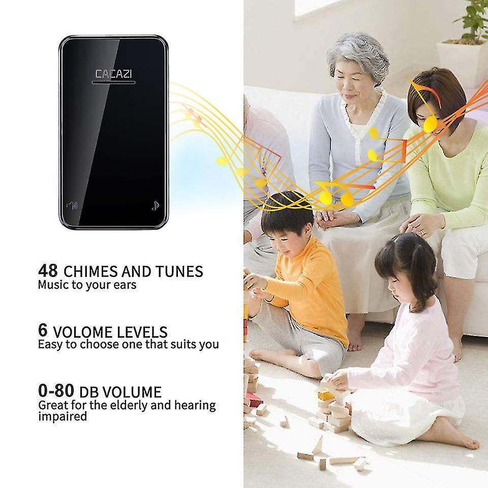 Door bells chimes self powered waterproof wireless doorbell no battery led light 200m home cordless