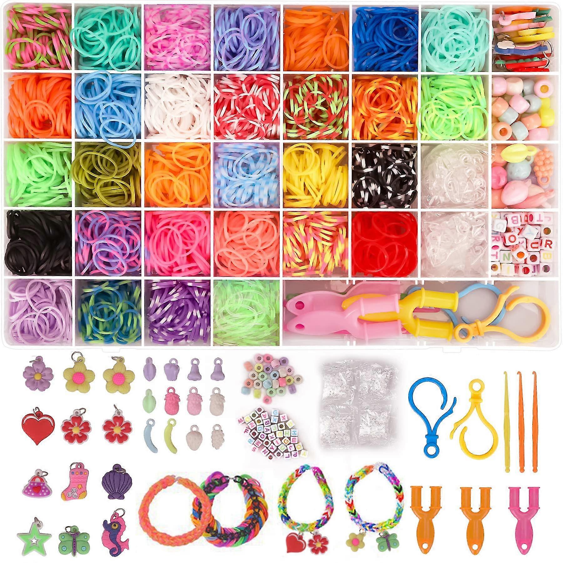 2500+ Loom Bands Set, 40 Grids Colourful Rubber Bands Kit For Bracelets, Diy Elastic Loom Bands, Children's Bracelet