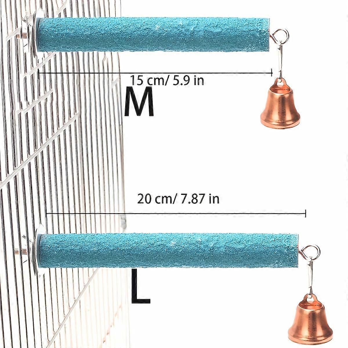 1pc Parrot Station Pole, Frosted Bird Cage Perch With Bell, Bird Molar Toy For Parrot Grinding Supplies