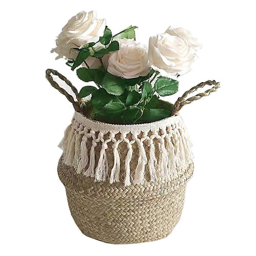 Foldable Handmade Natural Seagrass Woven Storage Laundry Basket