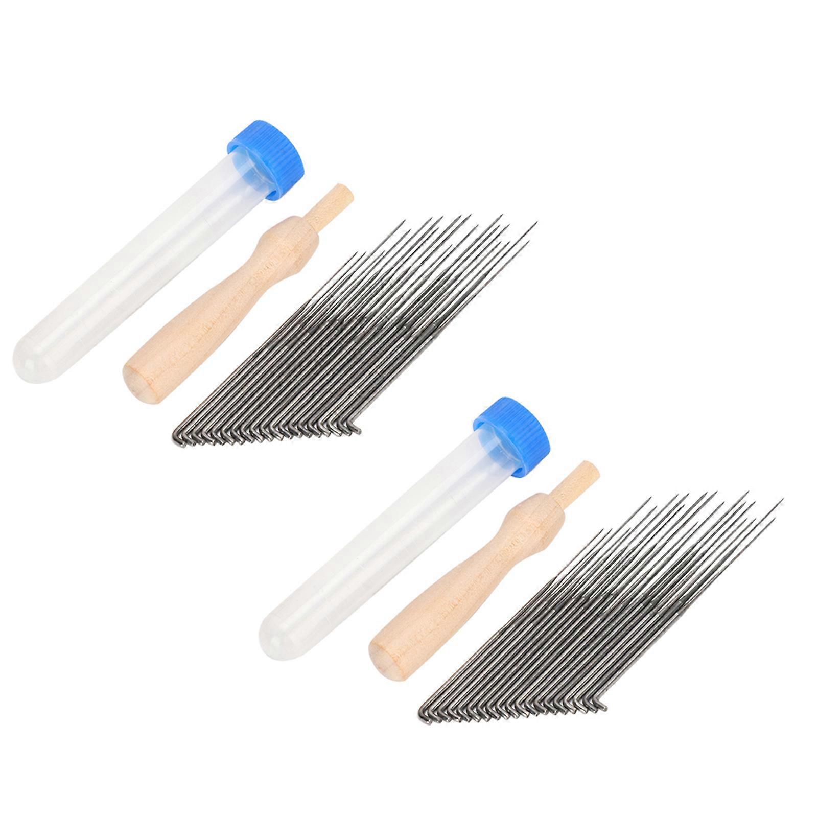 DIY Felting Needles Set - 36 needles 2 plastic boxes 2 wooden stamps (Tools for making wool felt)