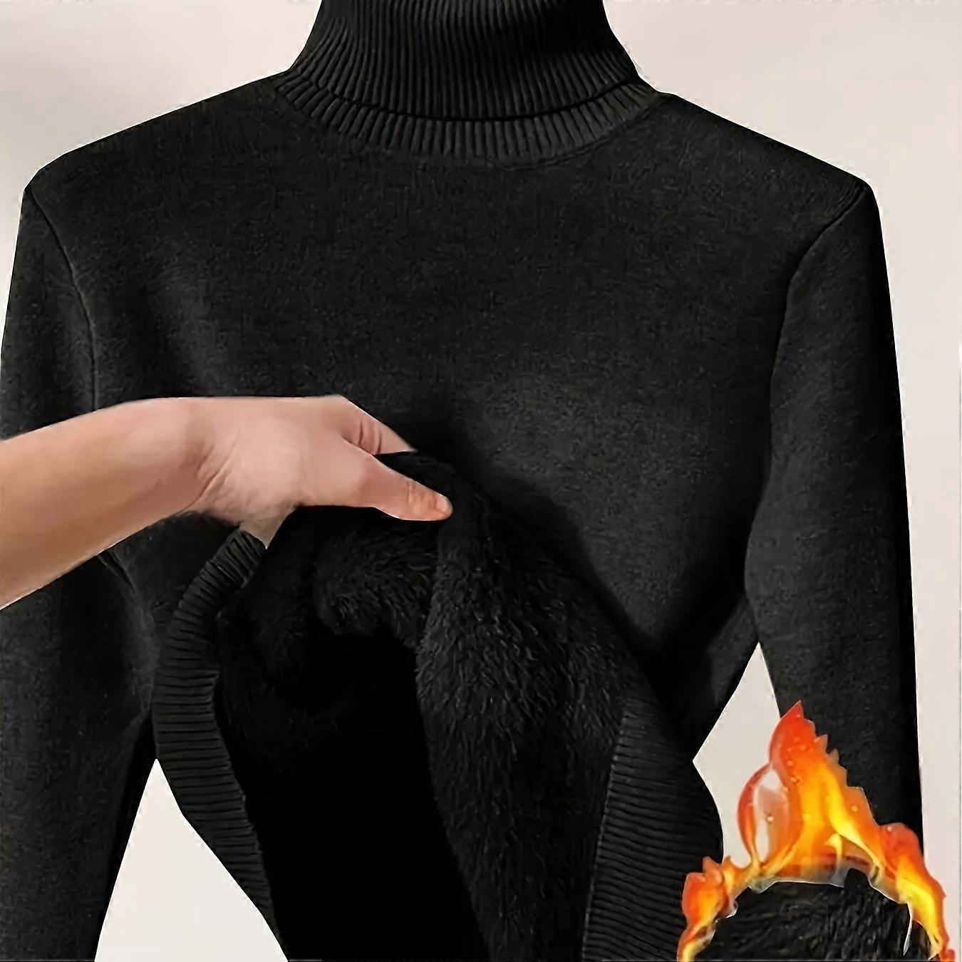 Cozy Solid Color Turtle Neck Sweater - Soft, Long Sleeve, Casual, Versatile Winter & Fall Essential - Women's Clothing for Everyday Wear