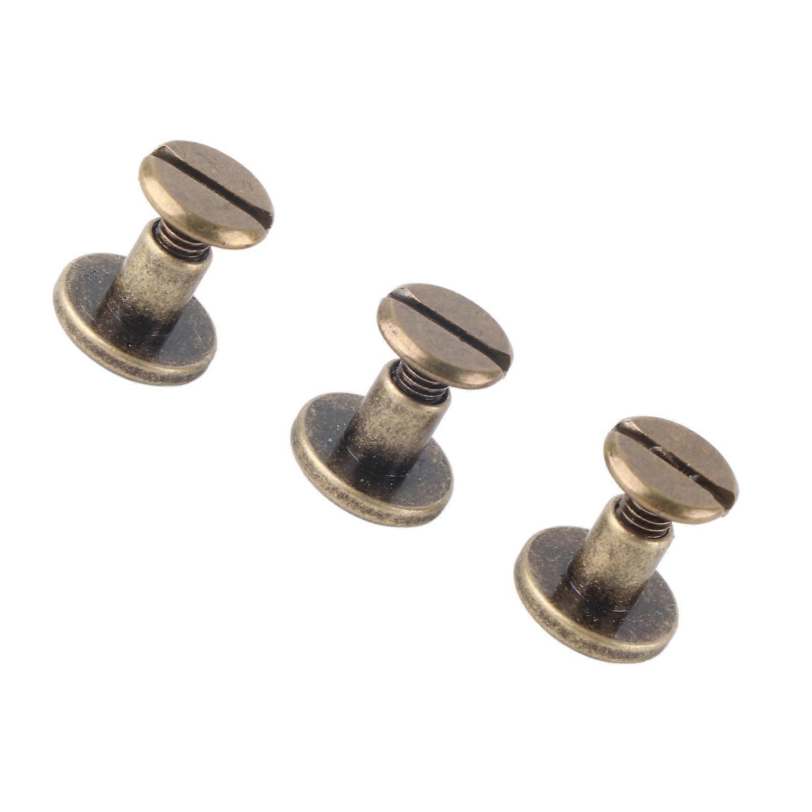 20pcs Flat Head Copper Brass Screws Nuts Nails Rivets Leather Cap Accessory (6.5mm)