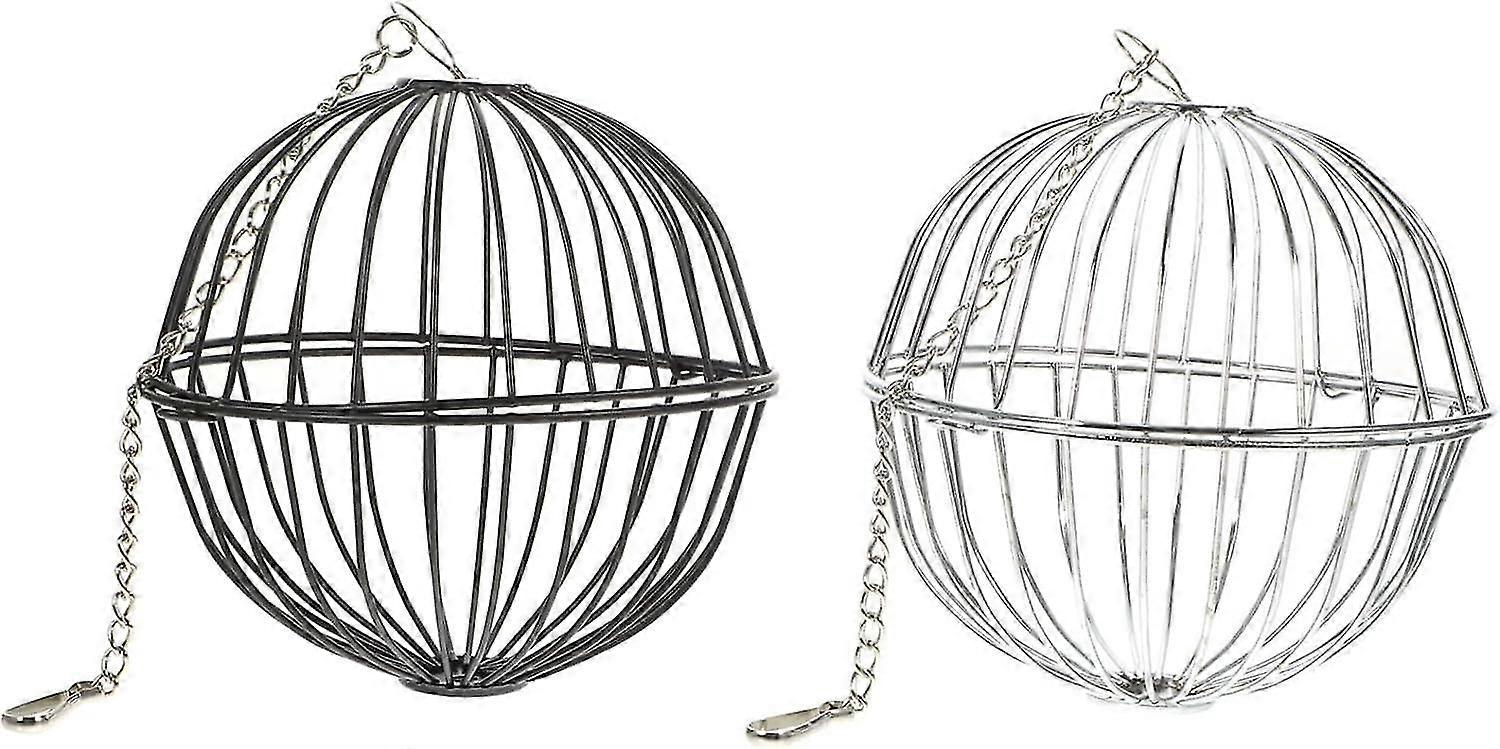 Pet Hamster Hay Dispenser Rack - 2pcs Straw Ball Feeder with Stainless Steel Cage Storage - Chinchilla, Guinea Pig Accessory