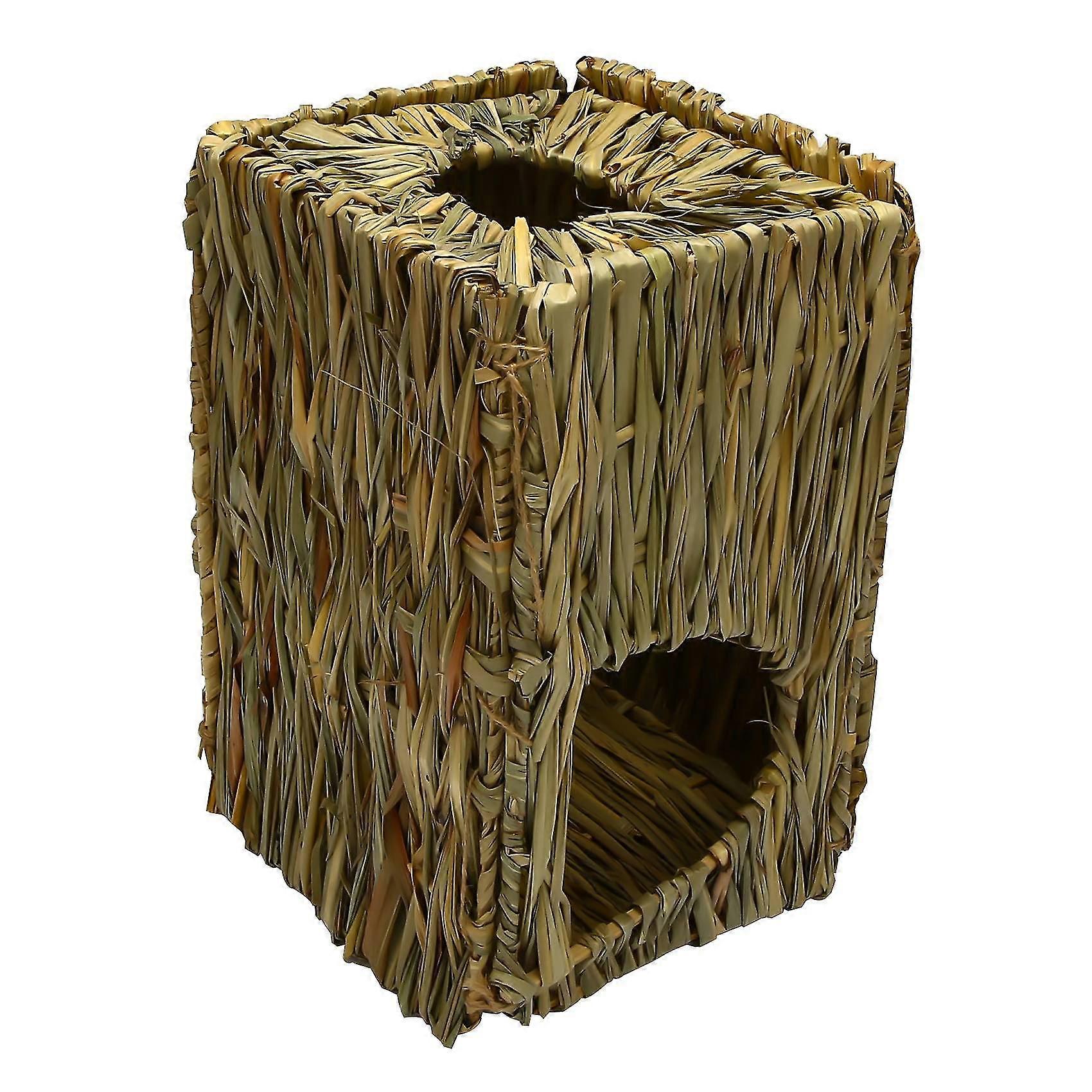 Natural Grass Toy, Hand Woven Rabbit Guinea Pig Chinchilla Ferret Folding Straw Grass House