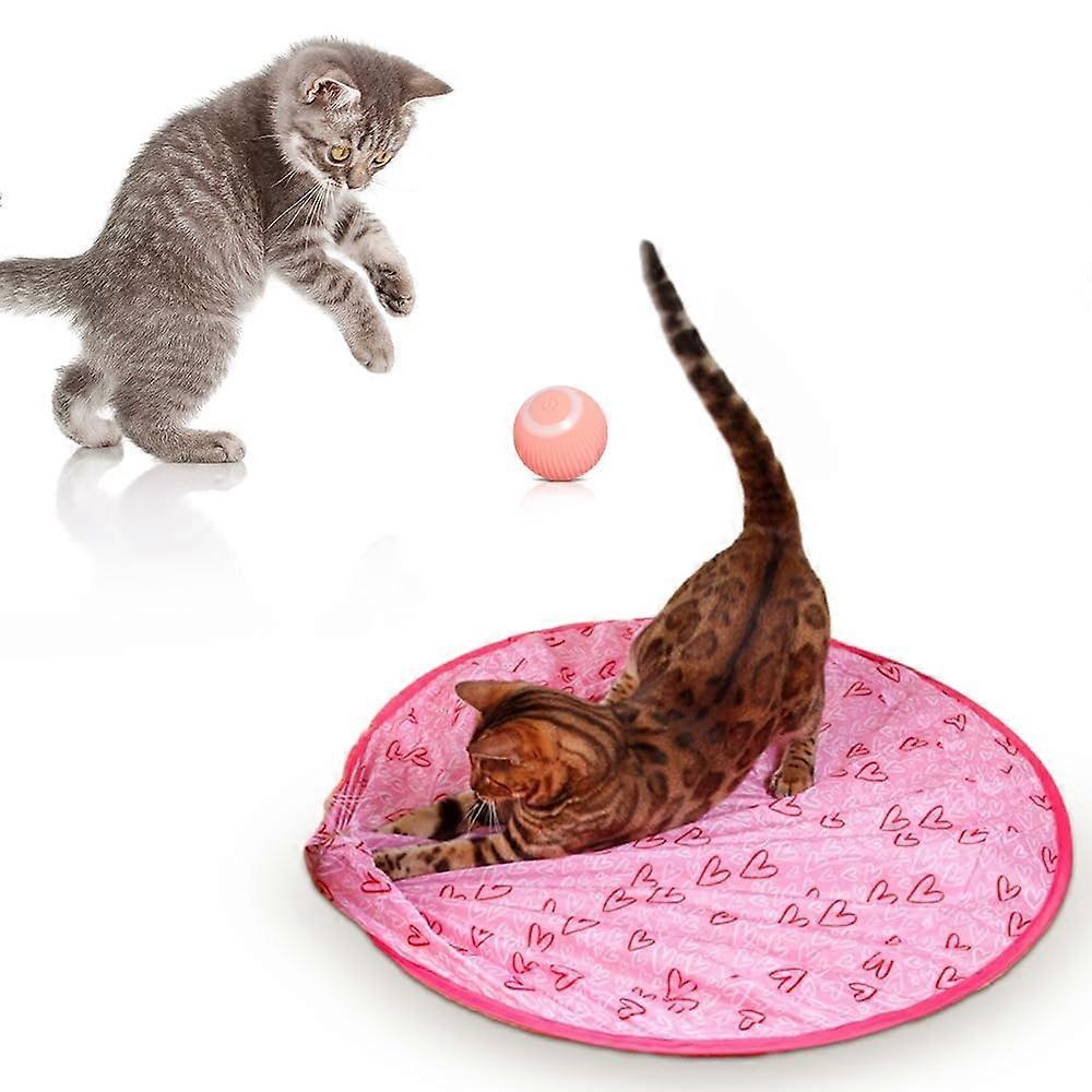 2 in 1 Simulated Interactive Hunting Cat Toy, Simulated Cat Hunting Toy Cat Ball Toy, Electronic Automatic Cat Interactive Toy Chargeable Fun Cat Tunn