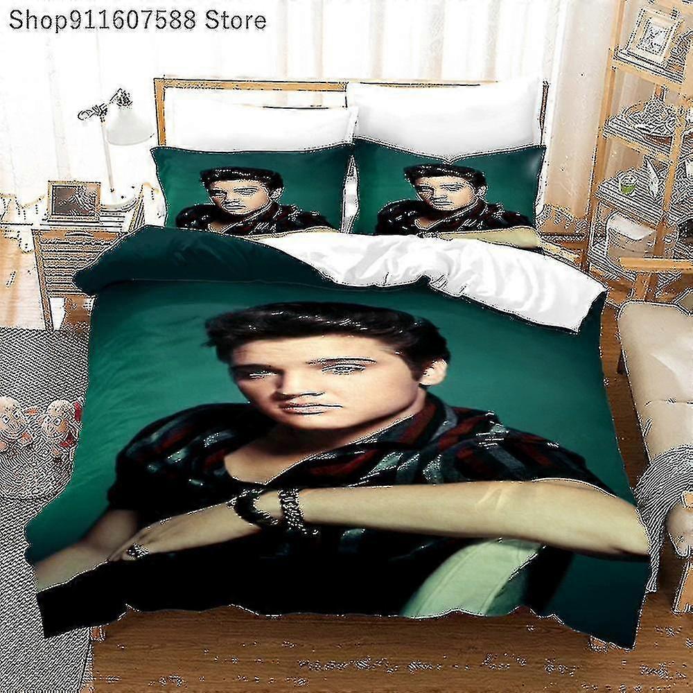 3d Elvis Presley Singer Sängkläder Set Mode 3D Påslakan Set Lyxigt Sängöverdrag För Vuxna Sovrum Dekor 240x220cm Sängöverdrag Set