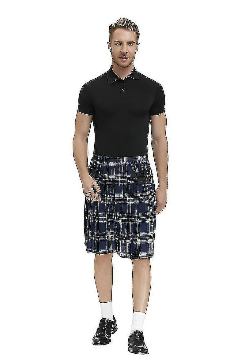 4 צבעים קילט תחפושת לאומית סקוטית מסורתית לגברים חג סקוטי משובץ קילט חצאית קפלים תחפושת ליל כל הקדושים