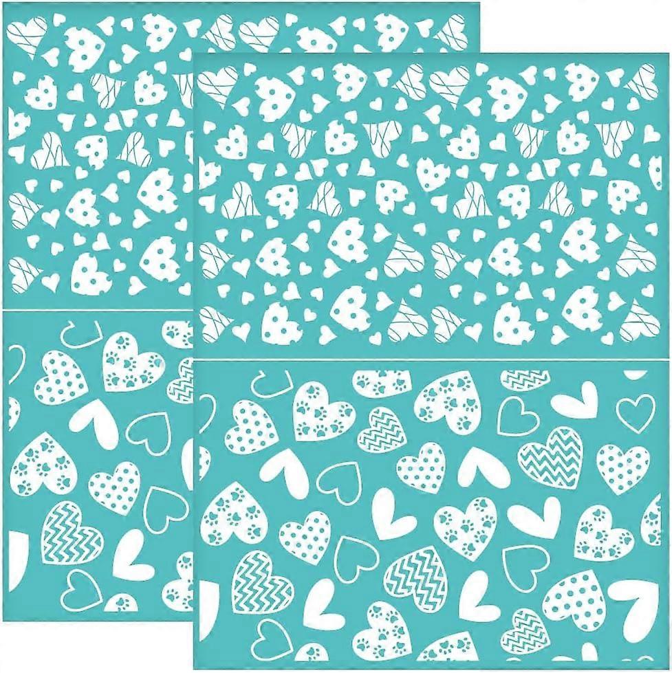 2Pcs 8.6x11 Inch Love Theme Self-Adhesive Silk Screen Printing Stencil Heart Shape Silk Screen Stencil Festival Theme Reusable Mesh Stencils Transfer