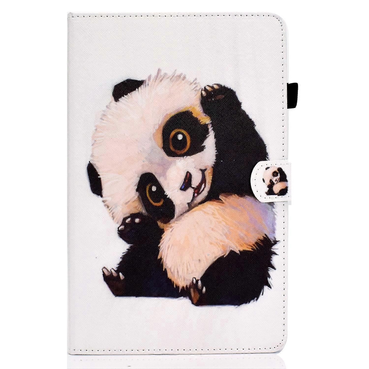 Tablet Case For Lenovo Tab M9 Sewing Thread Horizontal Painted Tablet Leather Case(Beckoning Panda)