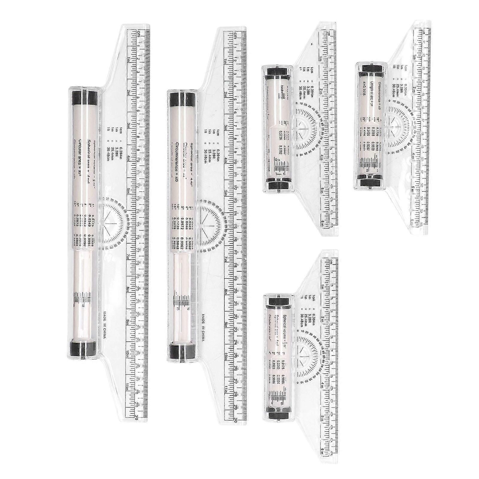 5pcs Measuring Rolling Clear Scale Transparent Light Weight Parallel Rolling Ruler With Formulas For Work