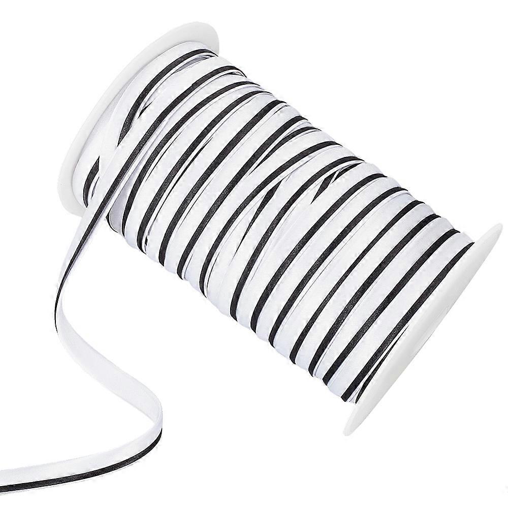 Polyester Satin Piping Ribbon Two Tone Ribbon for Clothing Decoration Black White 3/8 inch(9mm) about 54.68 Yards(50m)/Roll