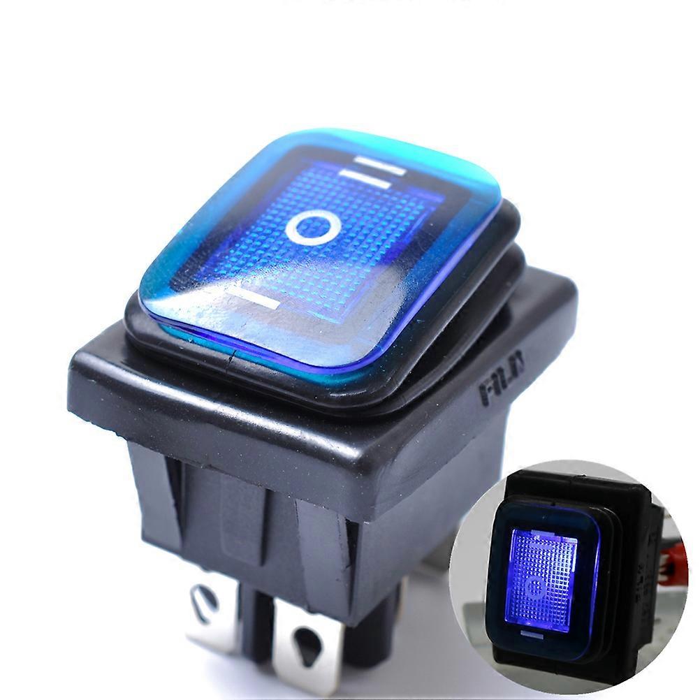 Rocker Toggle On-Off-On 6 12V DC Car Boat Automobiles Waterproof LED Latching (Blue Light)