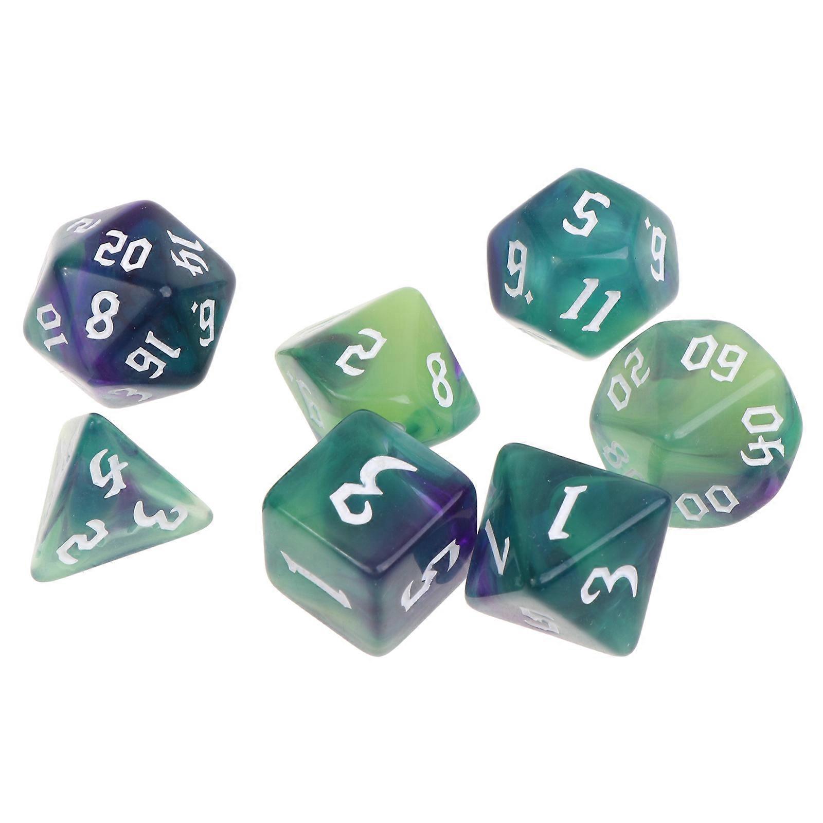 7 Pieces Polyhedral Tabletop Game Dice Acrylic Multi-colored Pattern Lucky Dice