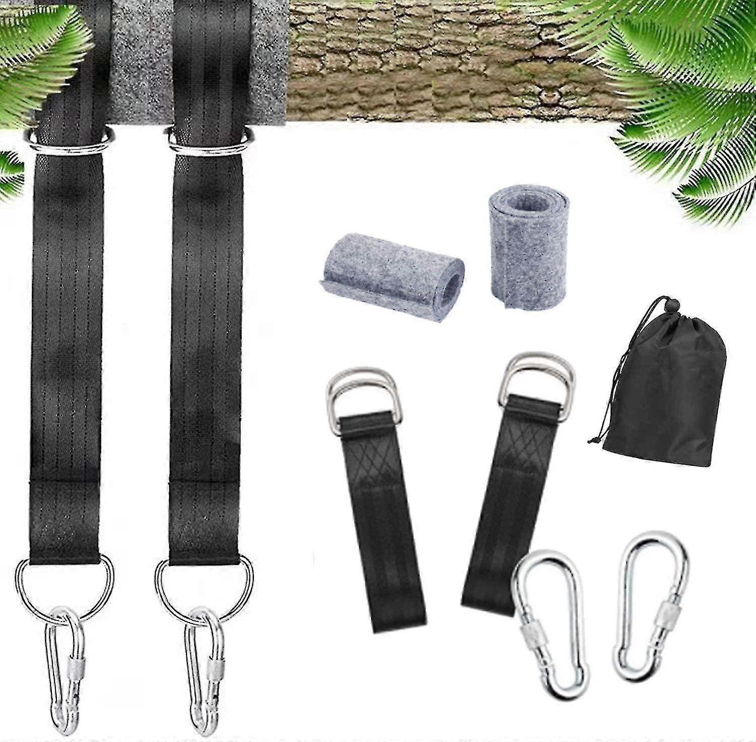 Hammock Straps, 1 Pair Swing Attachment Hammock Straps With 2 D-hook Carabiners And 2 Tree Pads, For Garden Swing, Max Load 1000kg