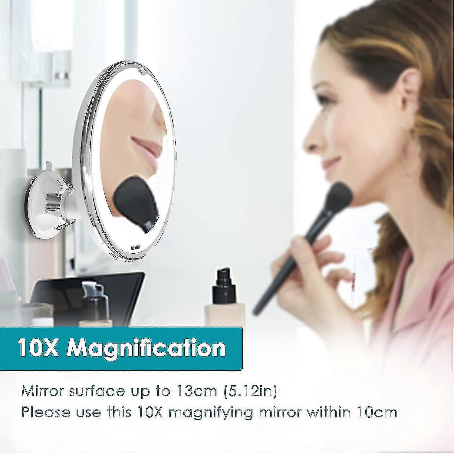 10x Magnifying Mirror, Travel Led Lighted Makeup Mirror With Suction Cup, Portable Wall-mounted Magnifying Mirror, 360 Rotation, Ideal Tabletop Mirror