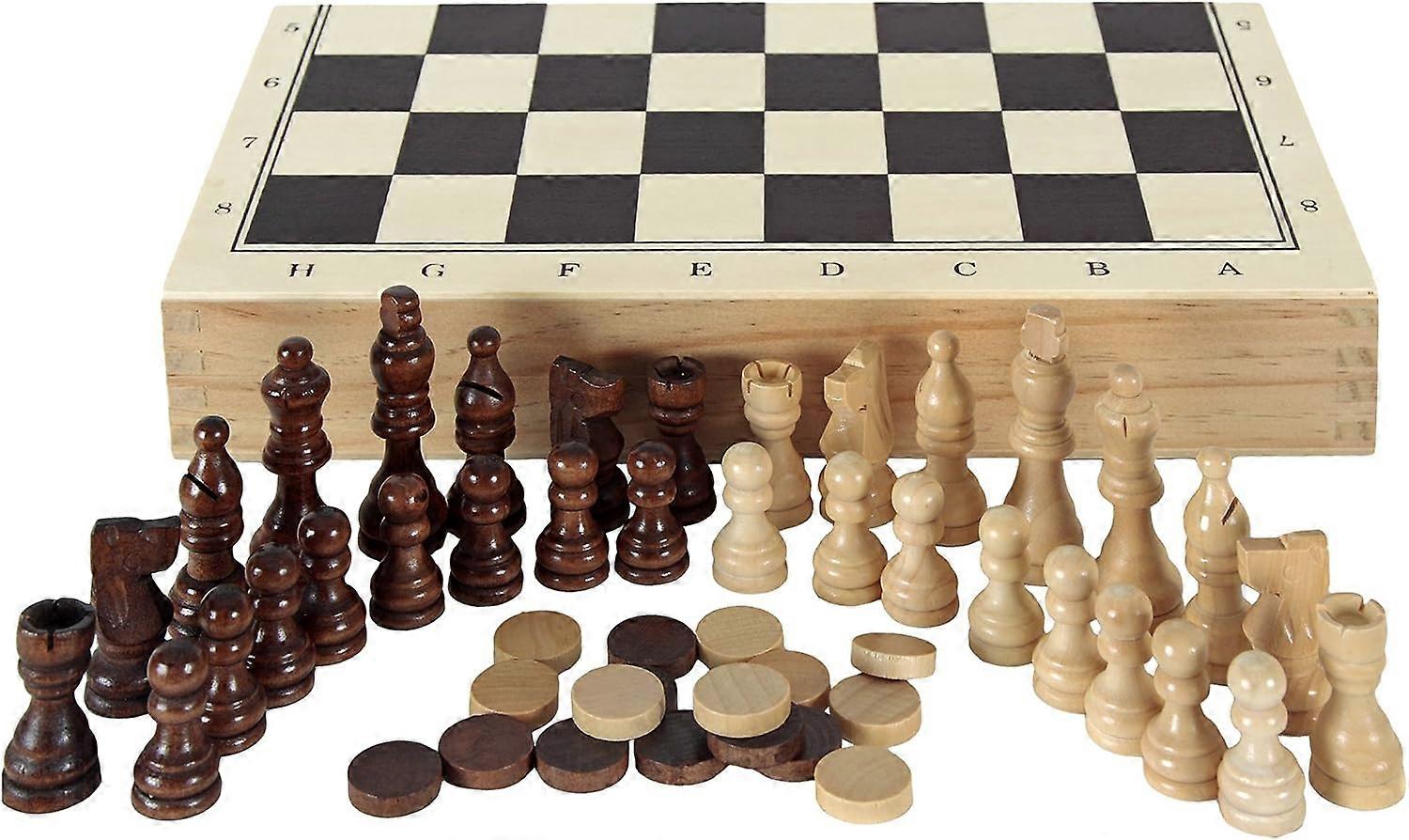 Chess set, bouncing pawns, three pieces in four pieces folding
