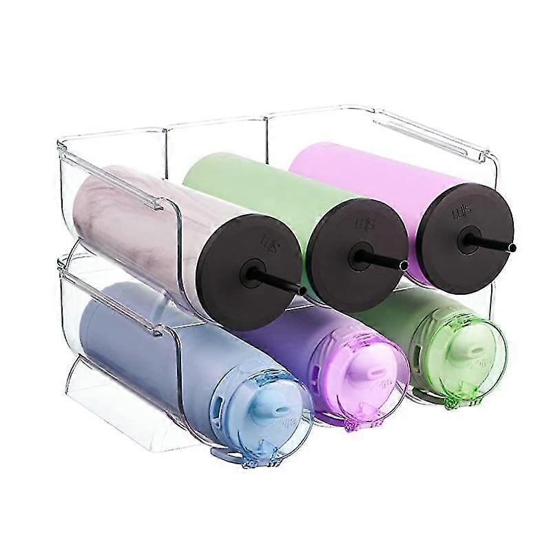 2-pack Plastic Stackable Water Bottle Holder, Kitchen Pantry Refrigerator Storage