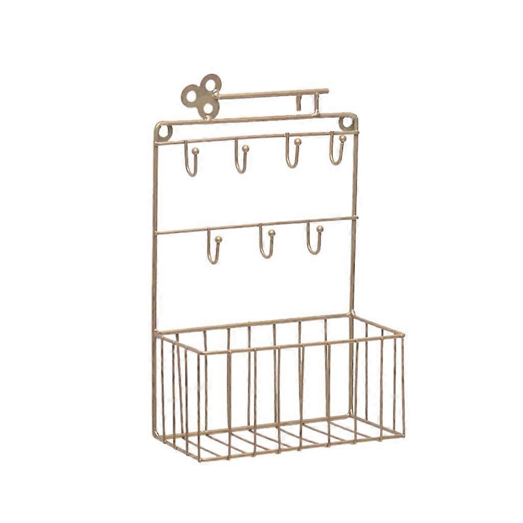 Wall Mounted Mail and for Key Holder 7 Hook Rack Organizer Pocket and Letter Sor