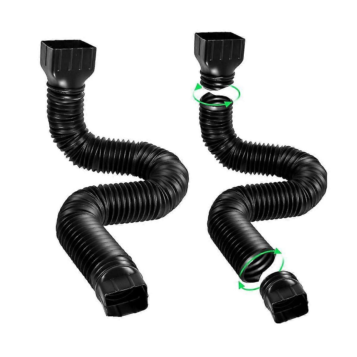 Upgrade Rain Gutter Downspout Extensions, 17in-59in Flexible Drain Downspout Extender,with 2 Connec