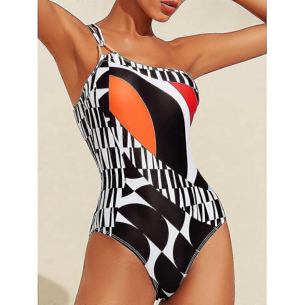One Shoulder Geometric Swimsuit
