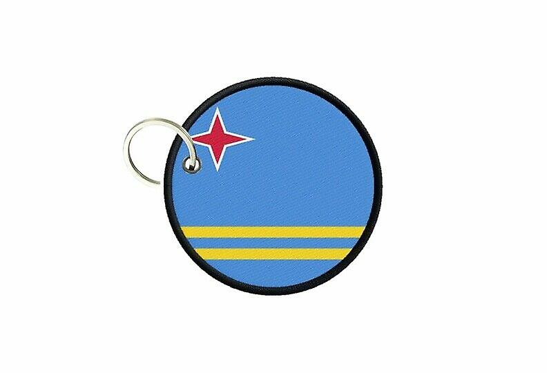 Keychain keys aruba flag printed round round roundcard