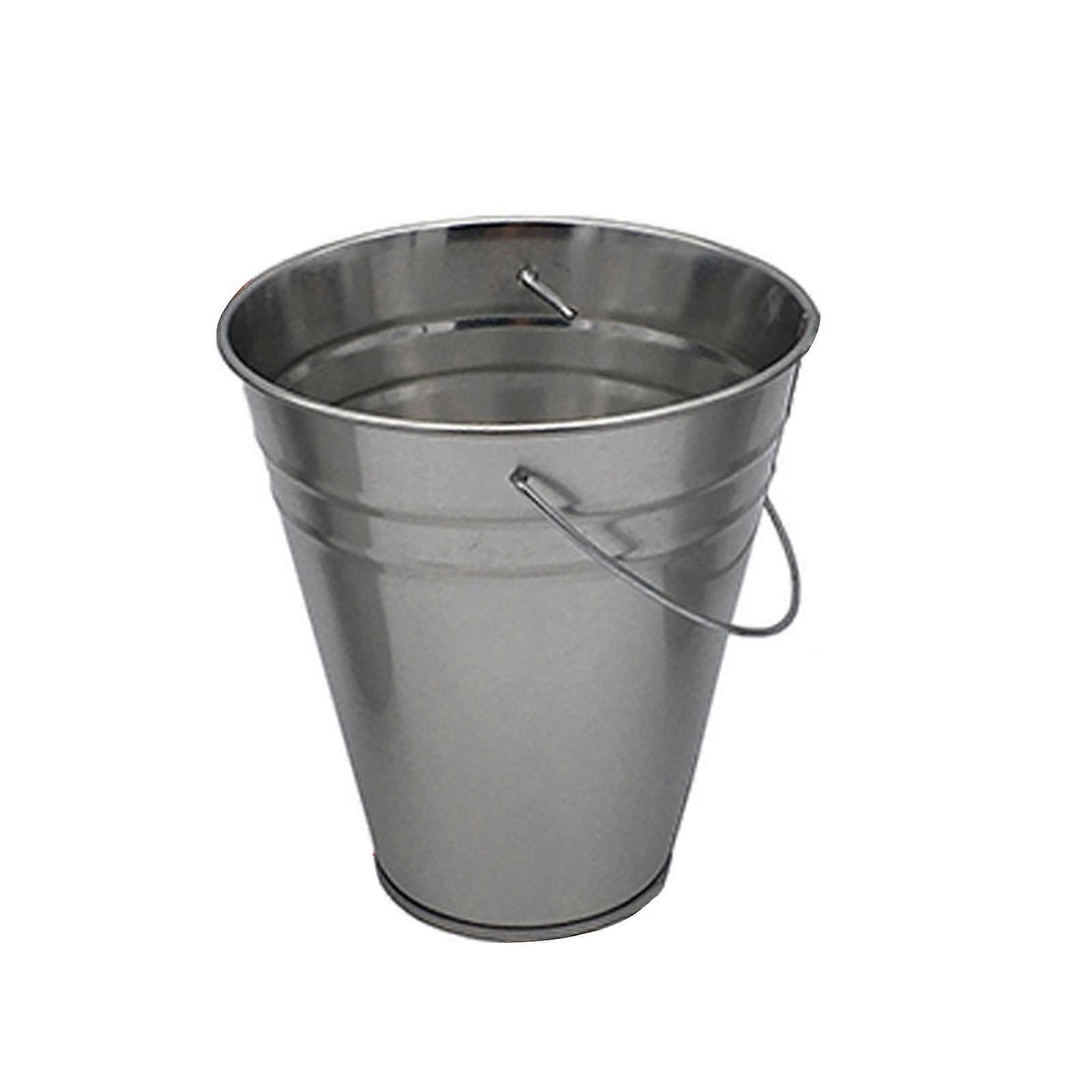 Metal Bucket with Handle Reusable Non-slip Rustic Stackable Display Artificial Flower Leak-proof Large Galvanized Ice Bucket Party Favors