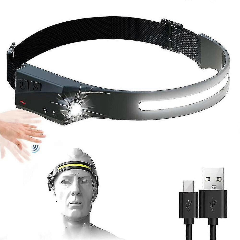 1/2pcs Cob Led Headlamp Headlight Torch Flashlight Work Light Bar Head Band Lamp