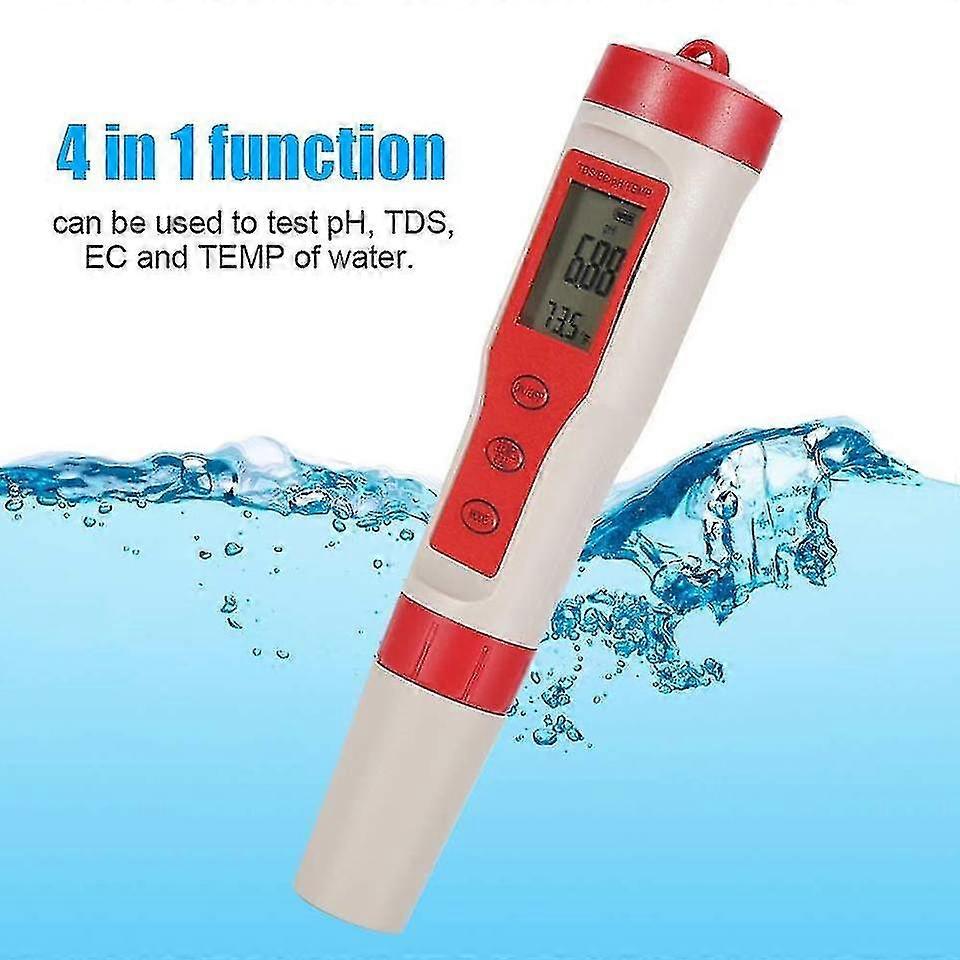Ph Meter, 4-in-1 Digital Ph Meter With Ph/tds/ec/temp Function With Atc For Drinking Water, 0.01 High Accuracy Ph Water Tester For Hydroponics, Aquari