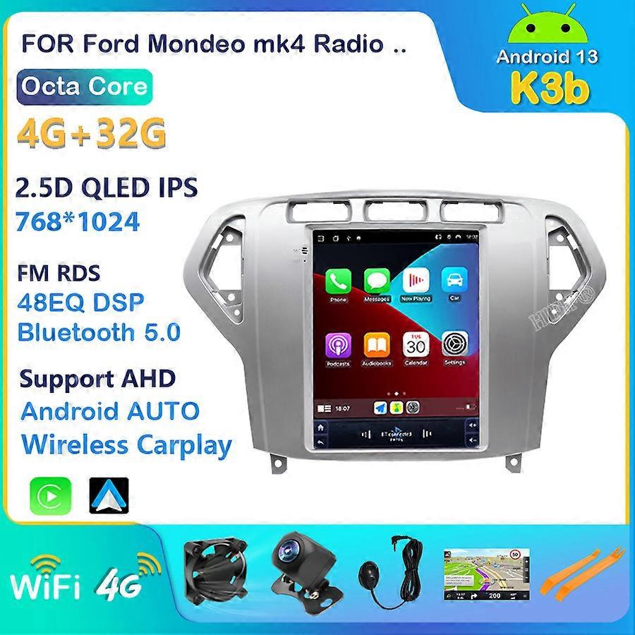 Android 13 Car Radio for Ford Mondeo mk4 Galaxy A/C 2007-2010 Multimedia Video 2Din 10.4" 4G WIFI GPS Carplay Navigation DSP
