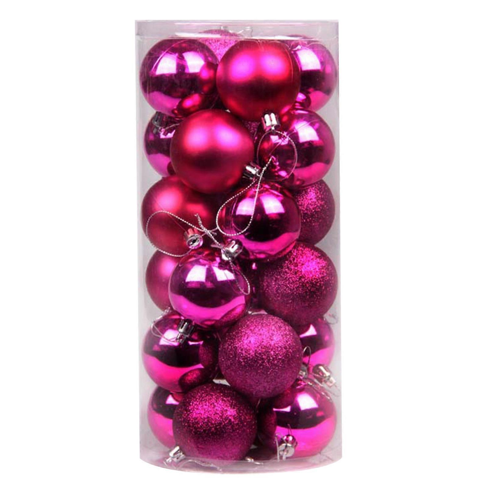 24 stk julekuler glitrende bruddsikker plast juletre ornamenter fest dekor jikaix