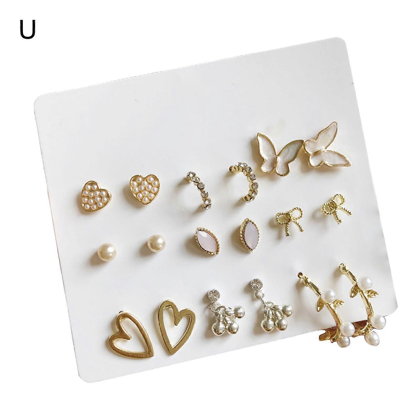 1 Set Piercing Ear Stud Set Irregular Geometric Imitation Pearl Ear Ring Kit for Holiday