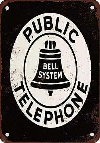 ベルシステム公衆電話ビンテージルック複製金属錫看板8X12インチ
