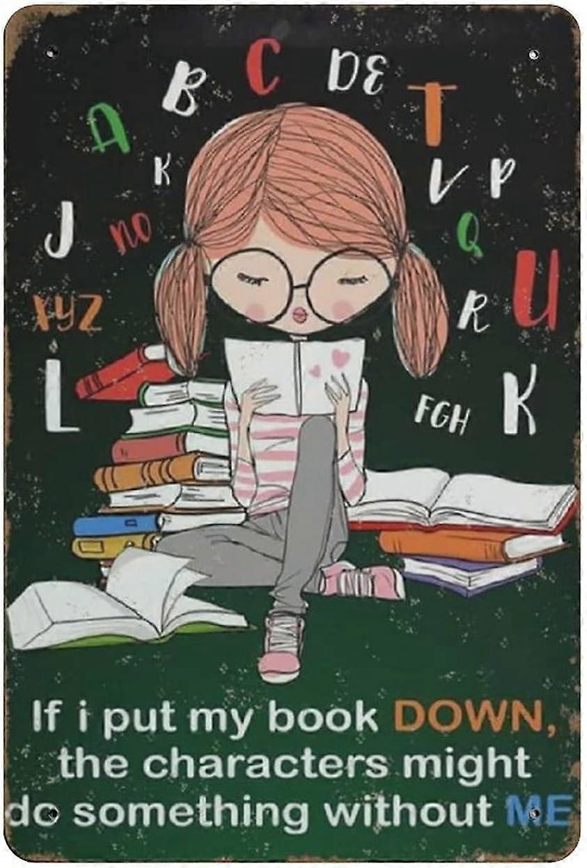ذات مرة كانت هناك فتاة تحب حقا الكتب والكلاب القصدير تسجيل لوحة معدنية فن معلق لوحة حديدية ريترو مطبخ منزلي حديقة جدار المرآب 