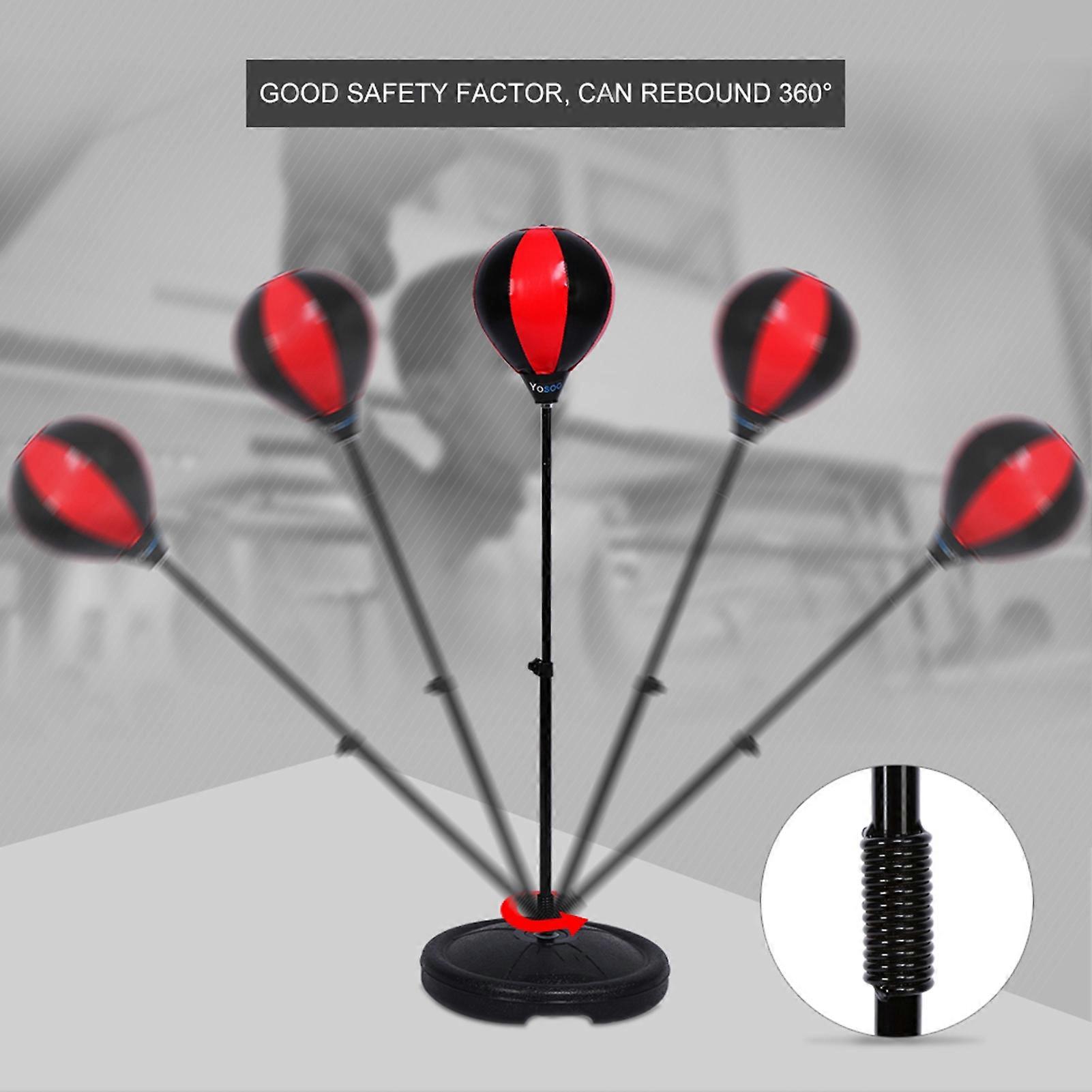 Kids Punching Ball Bag With Gloves - Adjustable Height, Speed Training, Red/Black 6 thumbnail image