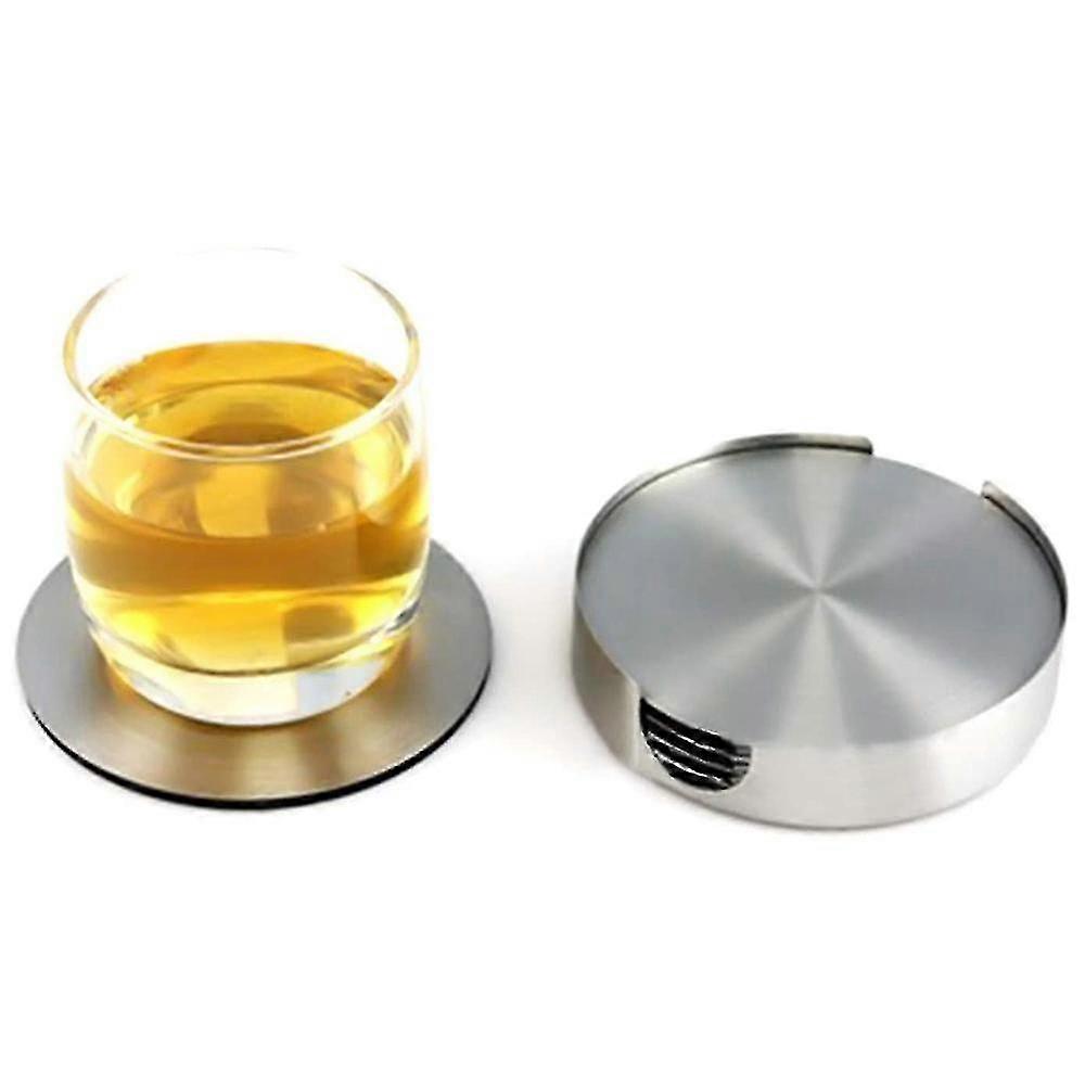 6pcs Stainless Steel Drink Coasters For Home Counters, Kitchen