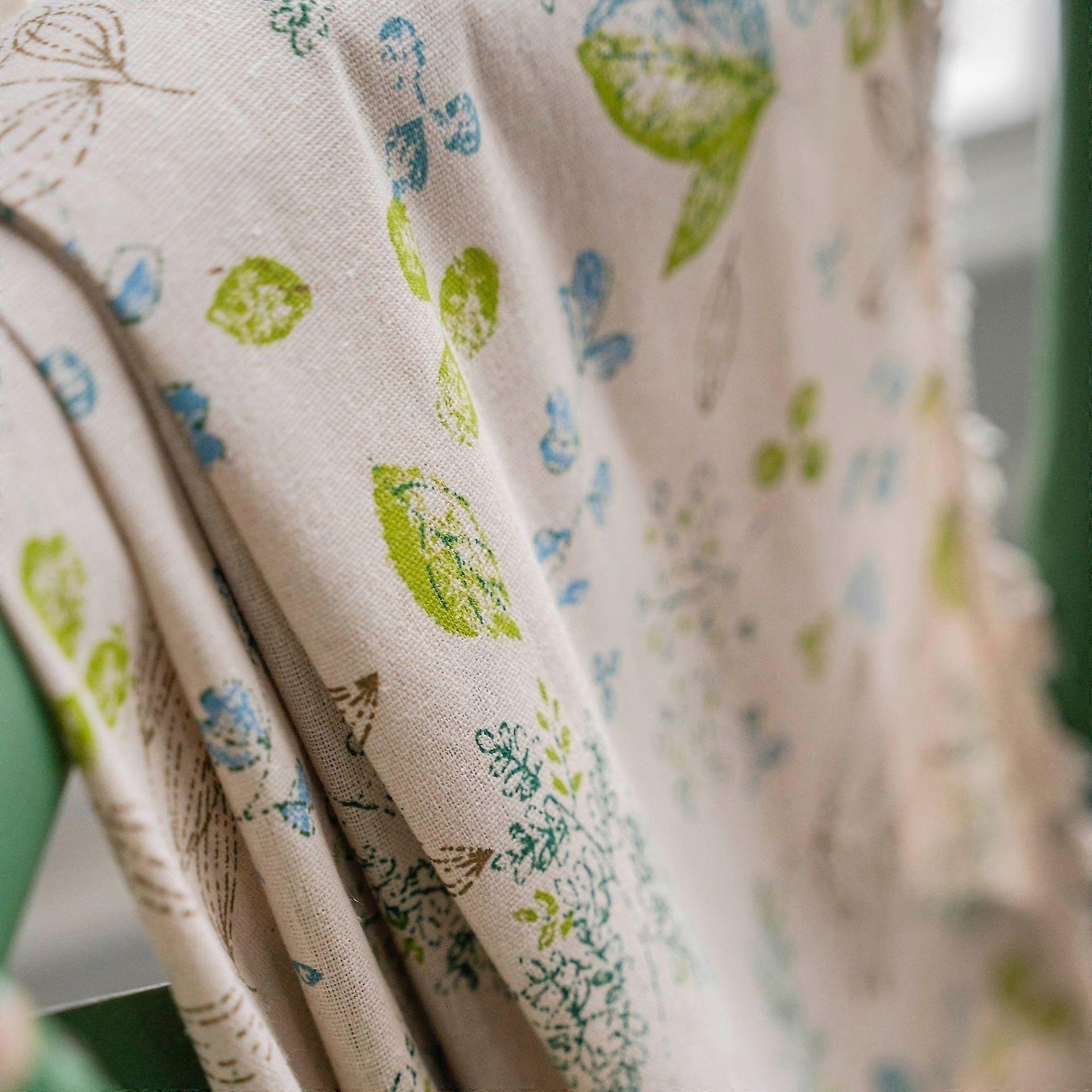 פשתן כותנה מודפס בז' פרנזים חדר שינה חלון קטן וילון מטבח חצי האפלה