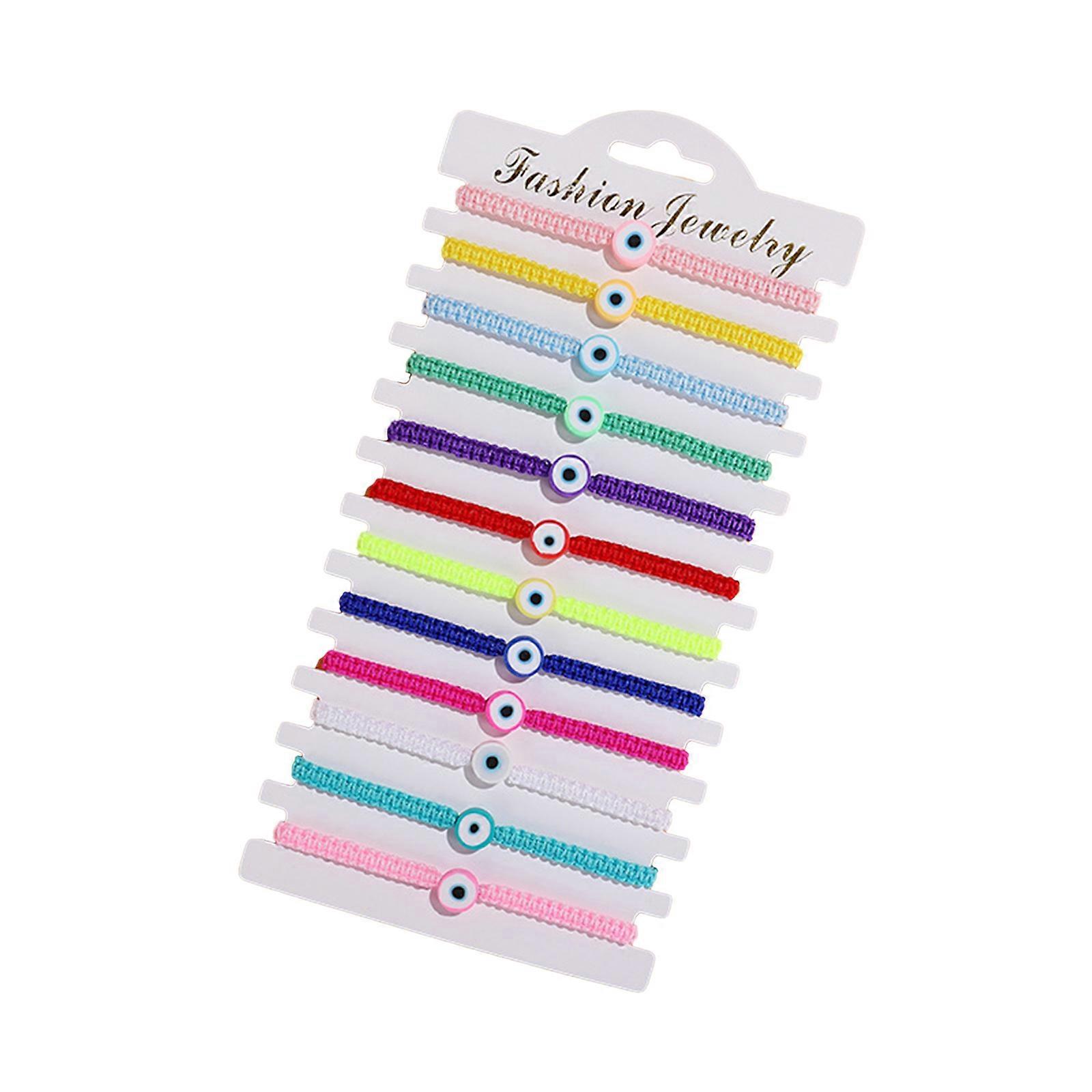 unbrand 12 Pcs Tressé À La Main Chanceux Pour Mauvais Œil Chaîne Charm Bracelets Femmes Hommes Eye B