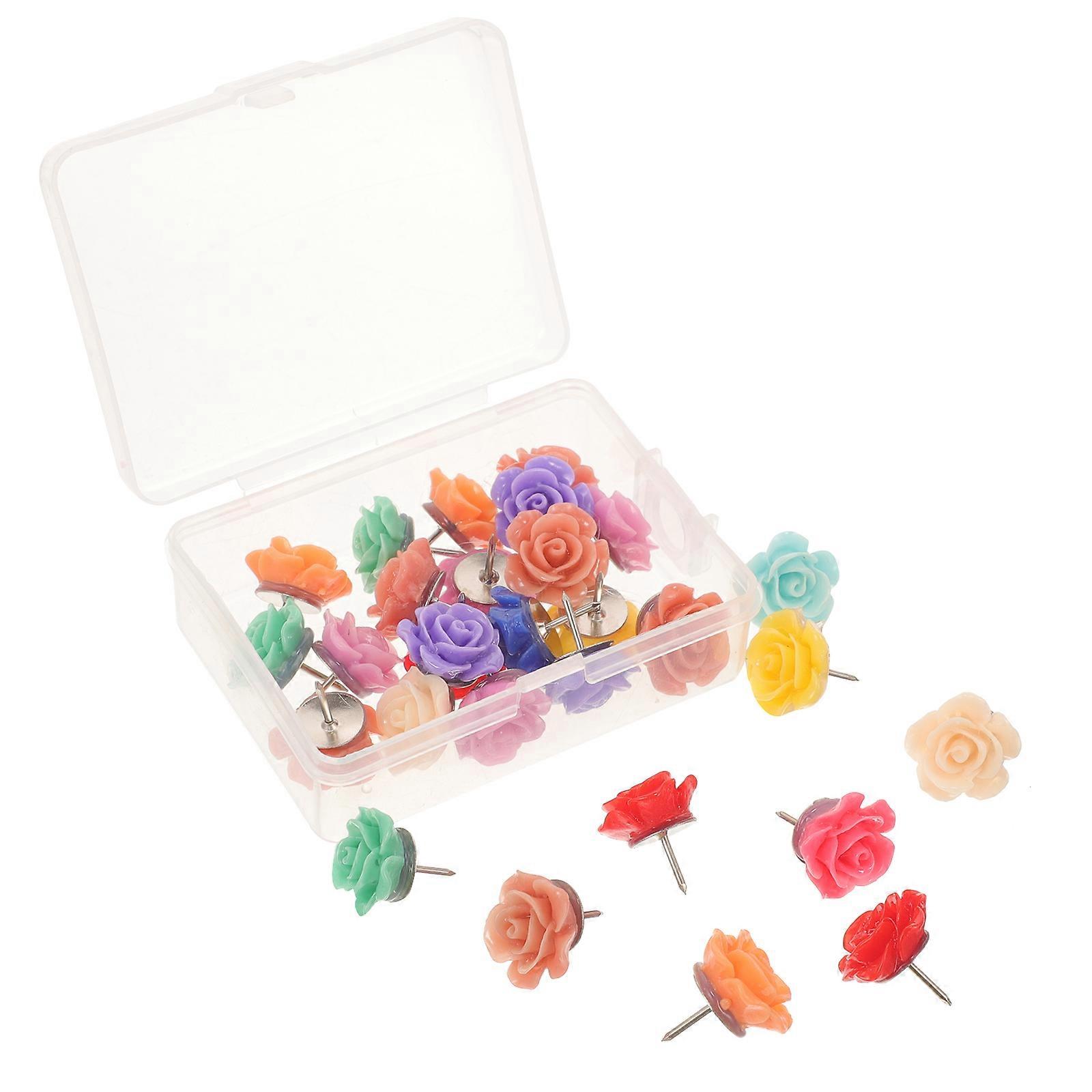 30Pcs Decorative Push Pin Household Flower Pushpins Multi-function Rose Tacks Poster Accessory