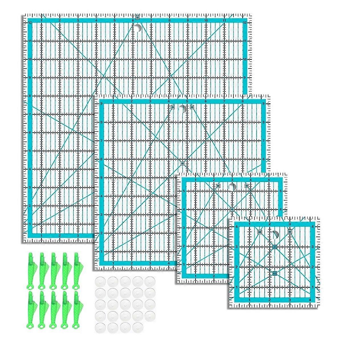 4pcs Quilting Rulers,Quilting Rulers and Templates,Square Quilting Rulers Fabric Cutting Ruler for Quilting and Sewing