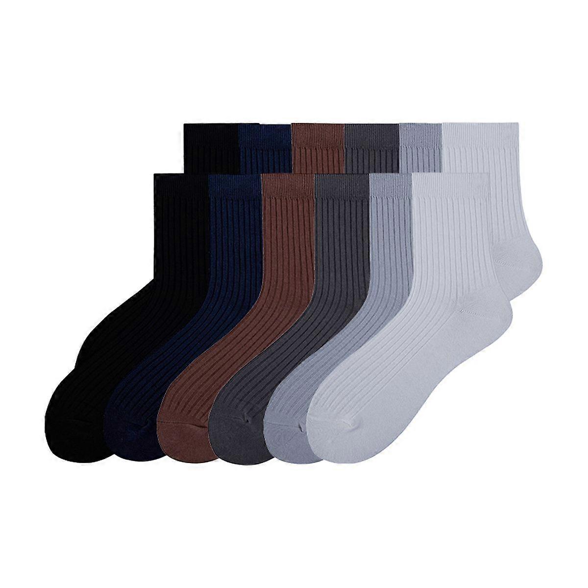 6 Pairs Men's Solid Crew Socks Casual Socks Crew Knit Socks