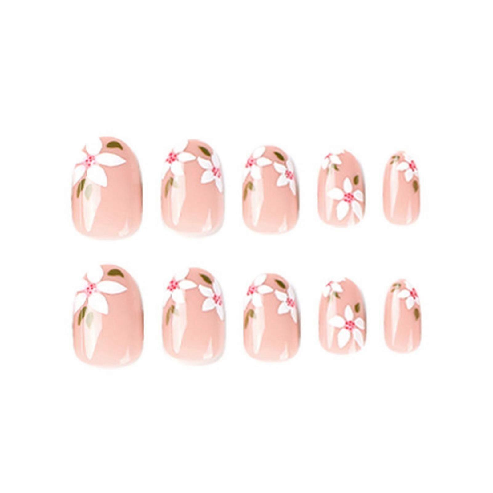 Blume Blatt Dekor Rosa Mandel Falsche Nägel Langlebig Niemals Spalten Com Kleber Modelle