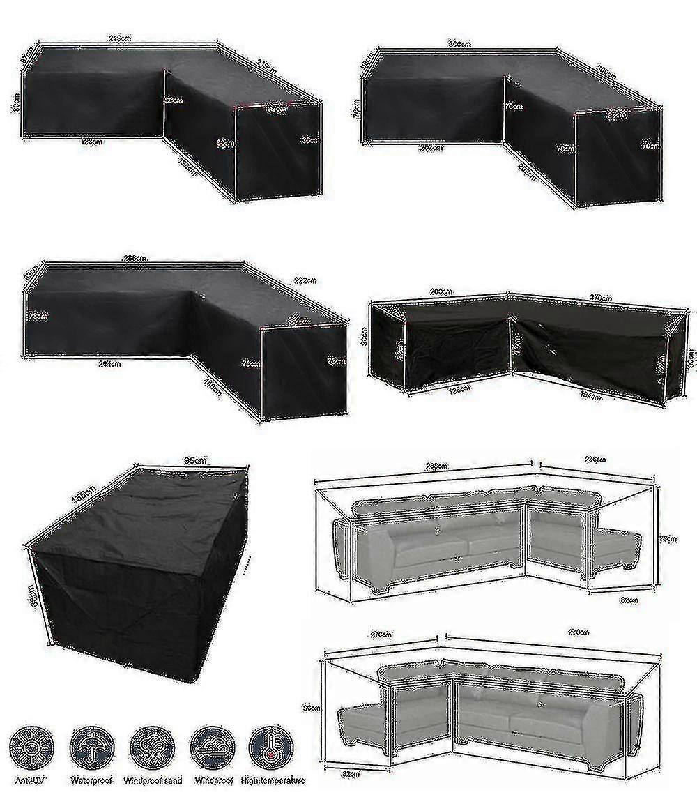 12 غطاء متعدد الأغراض على شكل حرف L مقاوم للماء من الخيزران لأثاث الزوايا والحديقة والفناء الخارجي وواقي للأريكة ومضاد للغبار