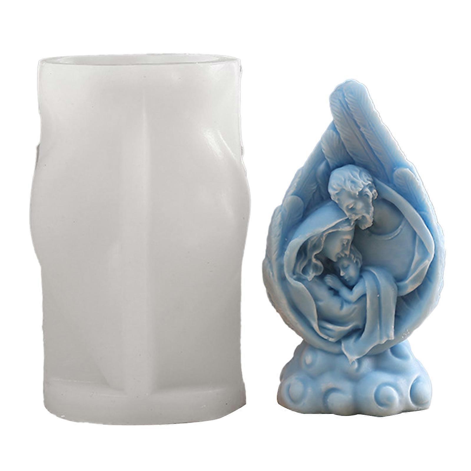 Silicone Candle Mold, Religion Nativity Figure Epoxy Gypsum Mould for DIY Handcrafts Resin Plaster Home Decorations